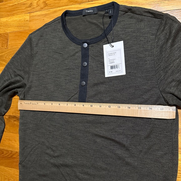 Theory - Men’s Ringer Snap Henley - Olive - Size Small - NEW! - Picture 3 of 7